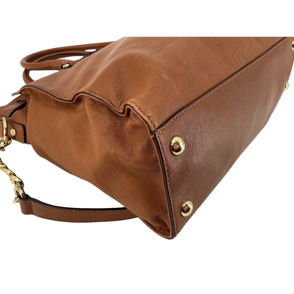 Michael Kors Hamilton Satchel Purse Cognac Leather Gold Hardware Top Handle bag - Picture 9 of 13
